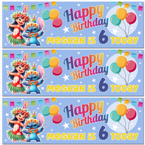 Personalised Party Banner For Kids Birthday Lilo And Stitch