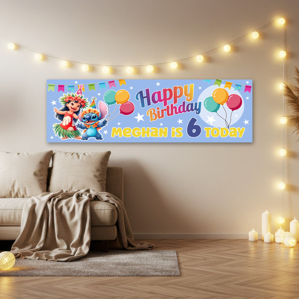 Personalised Party Banner For Kids Birthday Lilo And Stitch