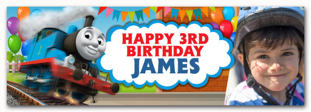 Personalised Party Banner For Kids Birthday Boys Thomas The Tanks Engine Photo
