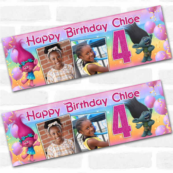Personalised Party Banner For Kids Birthday Trolls Photos