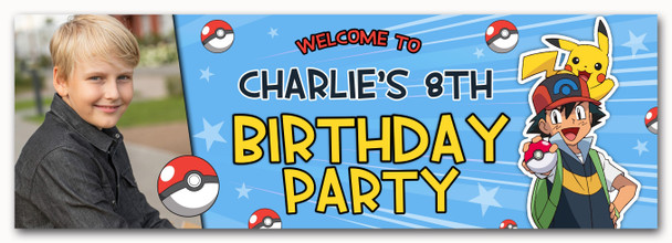 Personalised Party Banner For Kids Birthday Pokemon Photo
