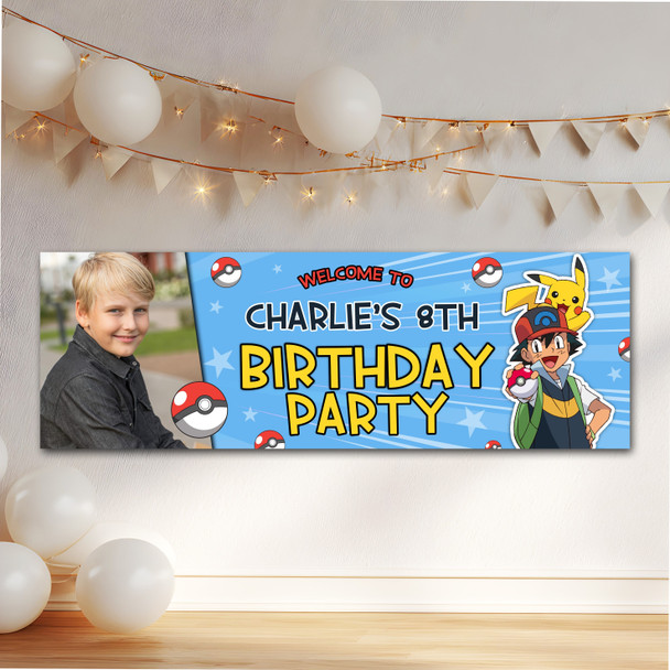 Personalised Party Banner For Kids Birthday Pokemon Photo