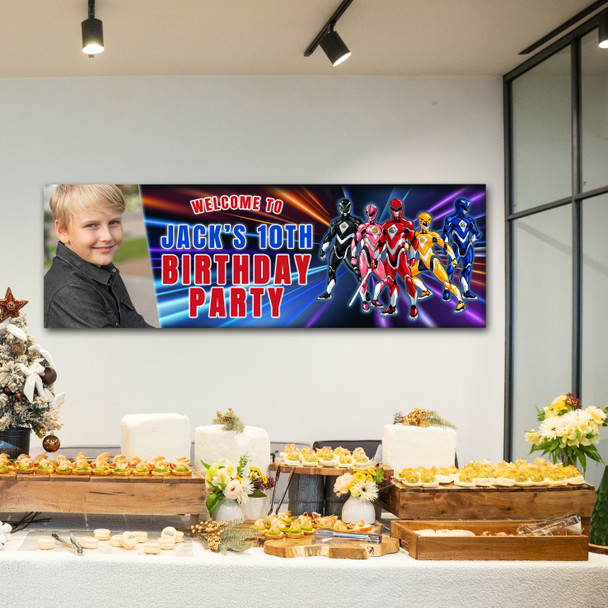 Personalised Party Banner For Kids Birthday Power Rangers Photo