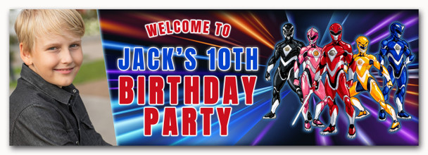Personalised Party Banner For Kids Birthday Power Rangers Photo