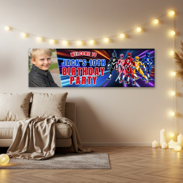 Personalised Party Banner For Kids Birthday Power Rangers Photo