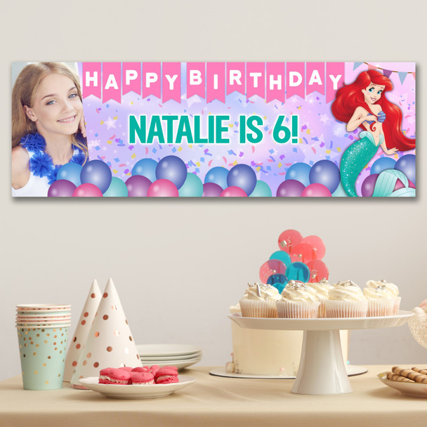 Personalised Party Banner For Kids Birthday Disney Princess Ariel