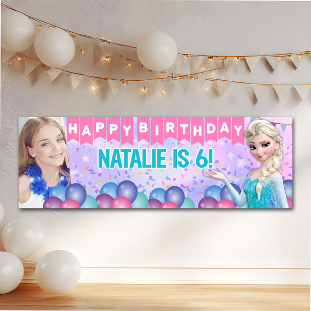 Personalised Party Banner For Kids Birthday Disney Princess Elsa