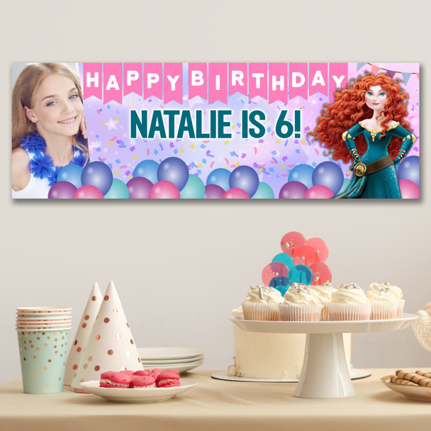 Personalised Party Banner For Kids Birthday Disney Princess Merida