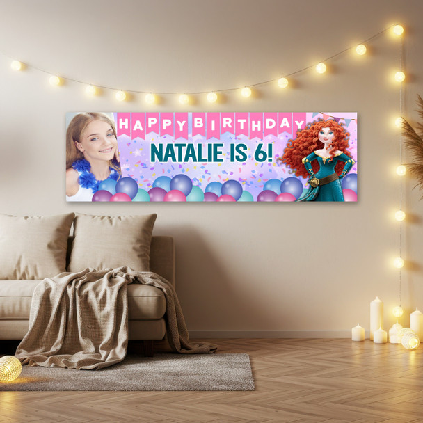 Personalised Party Banner For Kids Birthday Disney Princess Merida
