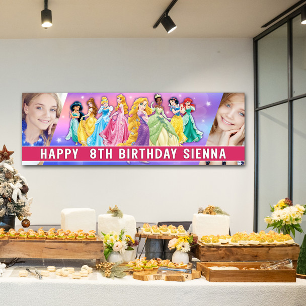 Personalised Party Banner For Kids Birthday Girls Disney Princess