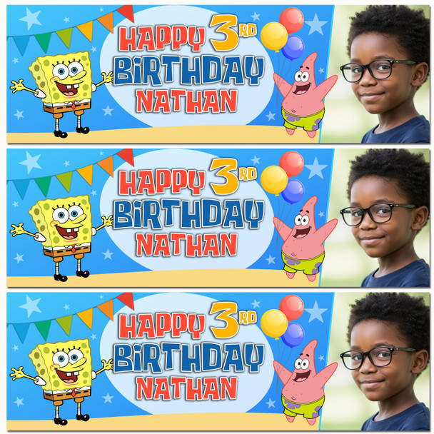 Personalised Party Banner For Kids Birthday Spongebob Photo
