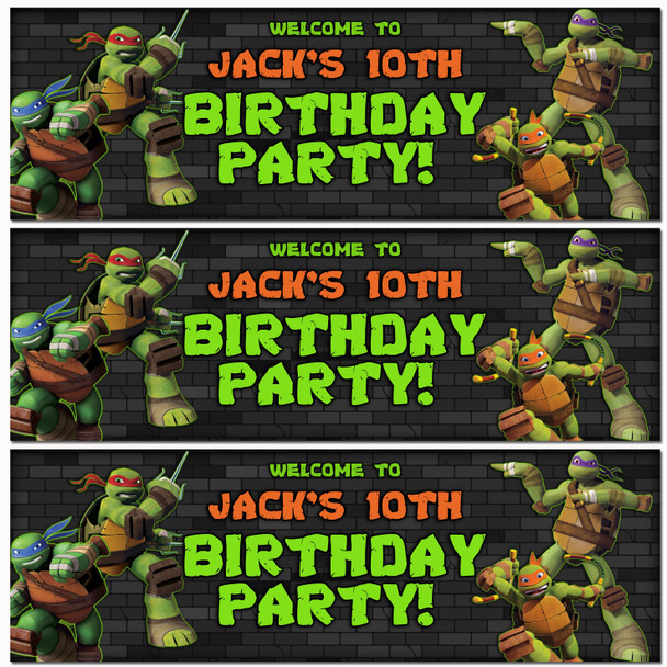 Personalised Party Banner For Kids Birthday Teenage Mutant Ninja Turtles