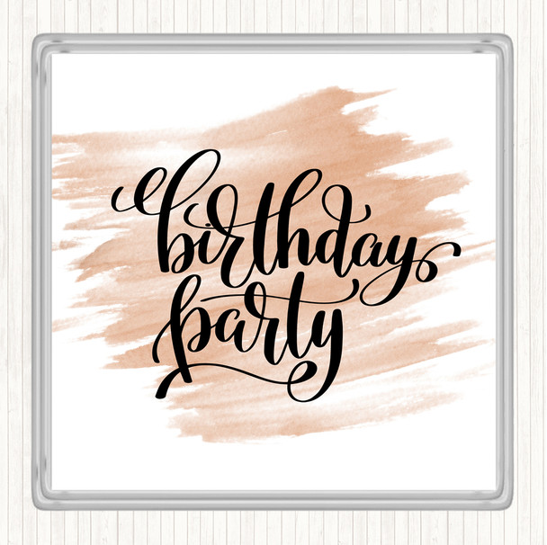 Watercolour Birthday Party Quote Coaster