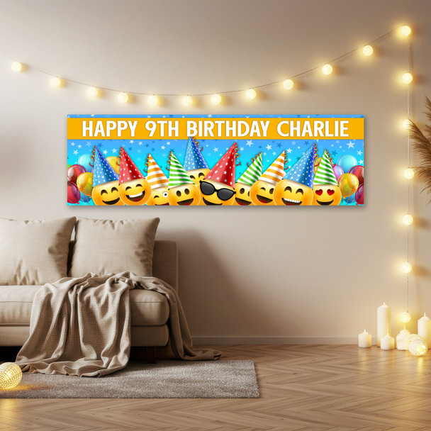 Personalised Party Banner For Kids Birthday Funny Emojis