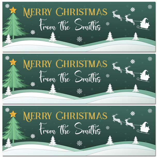 Personalised Party Banner For Christmas From Family Green Tree Santa