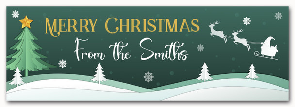 Personalised Party Banner For Christmas From Family Green Tree Santa