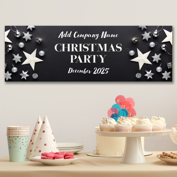 Personalised Party Banner For Christmas Party Silver Stars