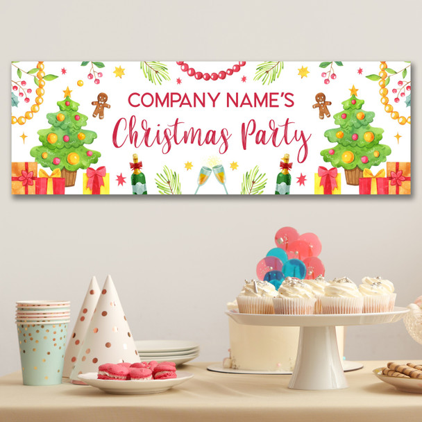 Personalised Party Banner For Christmas Party Tree Drinks Gingerbread