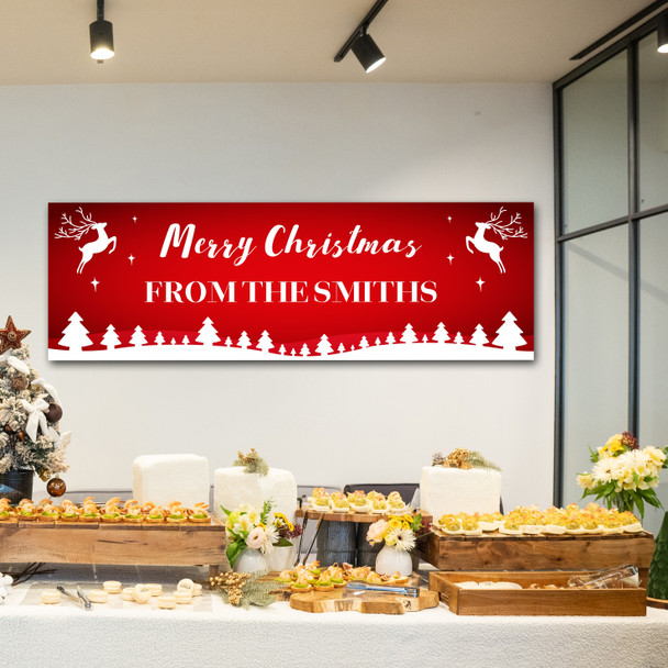 Personalised Party Banner For Christmas Red Reindeer Tree From Family