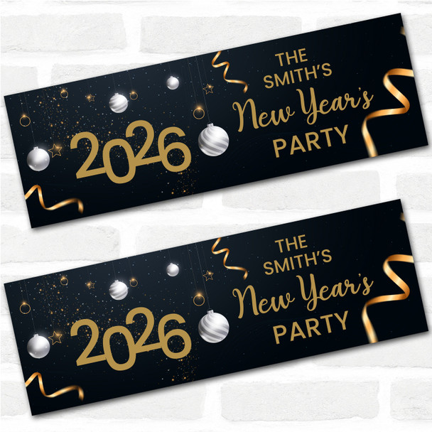 Personalised Party Banner For New Year Party Any Year Family Black Gold