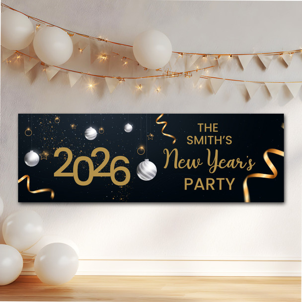 Personalised Party Banner For New Year Party Any Year Family Black Gold