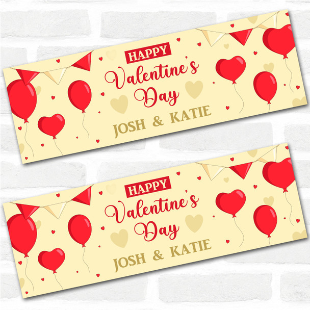 Personalised Party Banner For Valentine's Day Red Balloons Heart Bunting Yellow