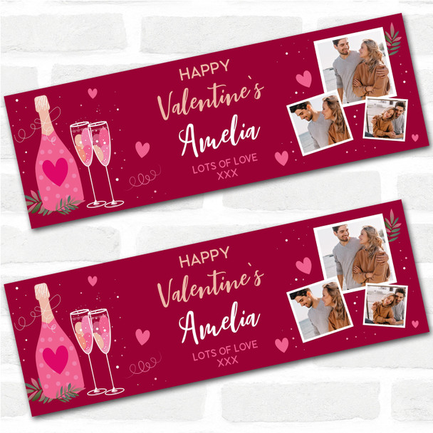 Personalised Party Banner For Valentine's Day Photo Champagne Flutes Red
