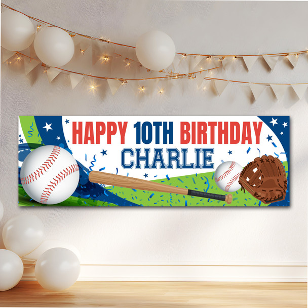 Personalised Party Banner For Kids Birthday Baseball