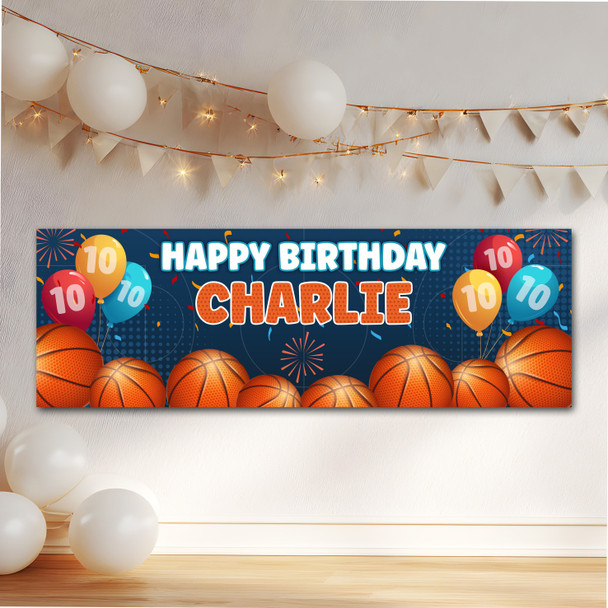 Personalised Party Banner For Kids Birthday Basketball