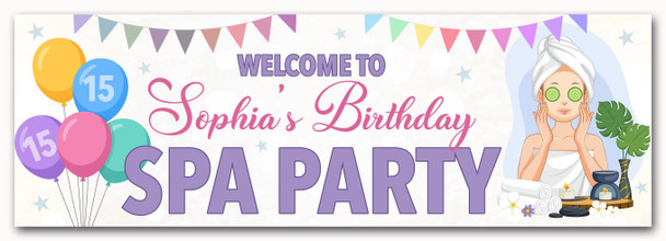 Personalised Party Banner For Kids Birthday Girls Spa Party Pamper