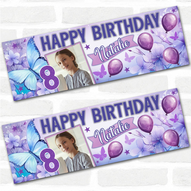 Personalised Party Banner For Kids Birthday Watercolour Butterflies