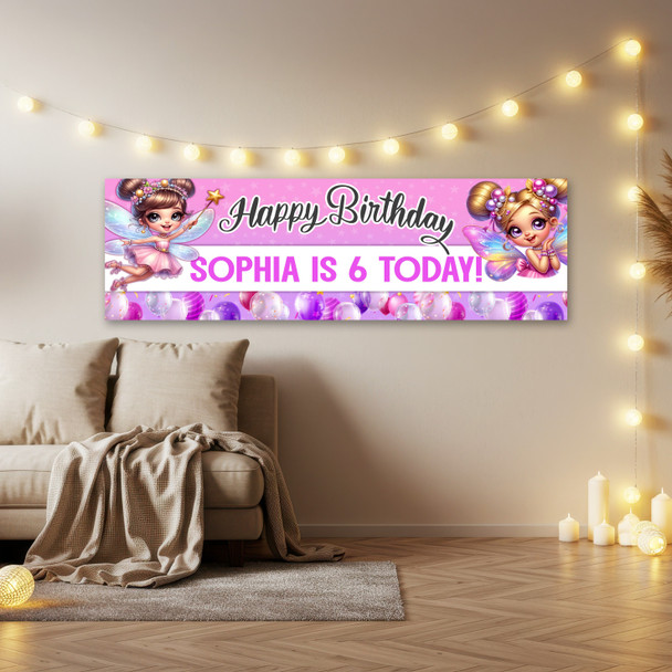Personalised Party Banner For Kids Birthday Fairy