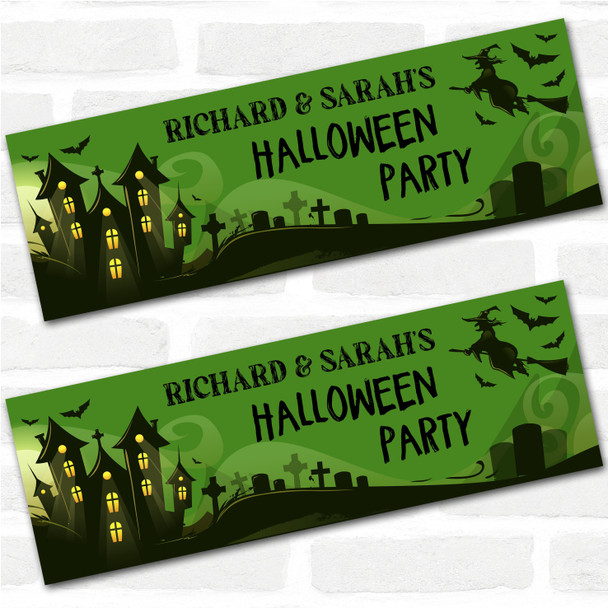 Personalised Party Banner For Halloween Party Haunted House Witch Green