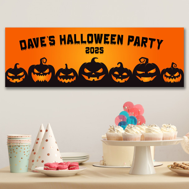 Personalised Party Banner For Halloween Party Pumpkins Orange