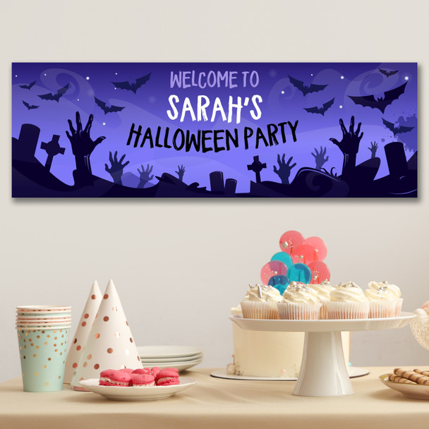 Personalised Party Banner For Halloween Party Zombie Purple