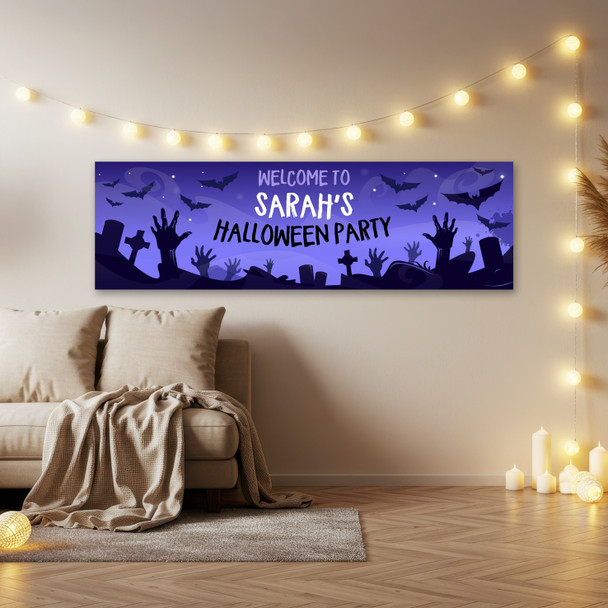 Personalised Party Banner For Halloween Party Zombie Purple