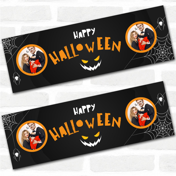 Personalised Party Banner For Halloween Photo Spider Web Black