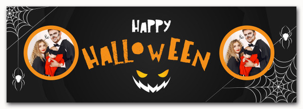 Personalised Party Banner For Halloween Photo Spider Web Black