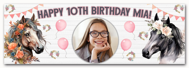 Personalised Party Banner For Kids Girls Birthday Horse
