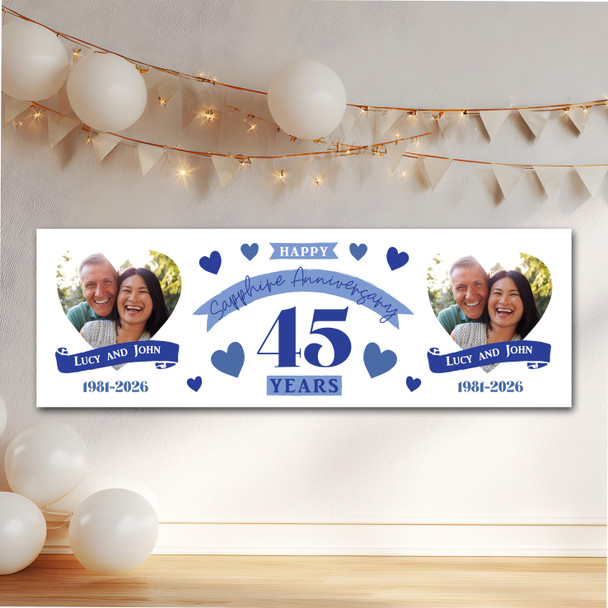 Personalised Party Banner For 45th Wedding Anniversary Sapphire 45 Years Photo