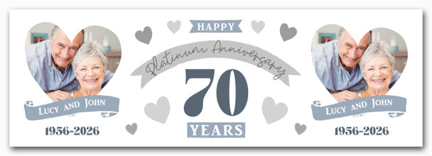 Personalised Party Banner For 70th Wedding Anniversary Platinum 70 Years Photo