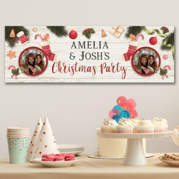Personalised Party Banner For Christmas Party Photo Stocking Wood