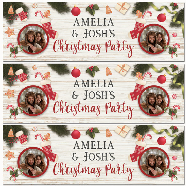 Personalised Party Banner For Christmas Party Photo Stocking Wood
