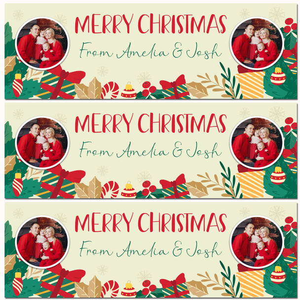 Personalised Party Banner For Christmas Photo Gift Green