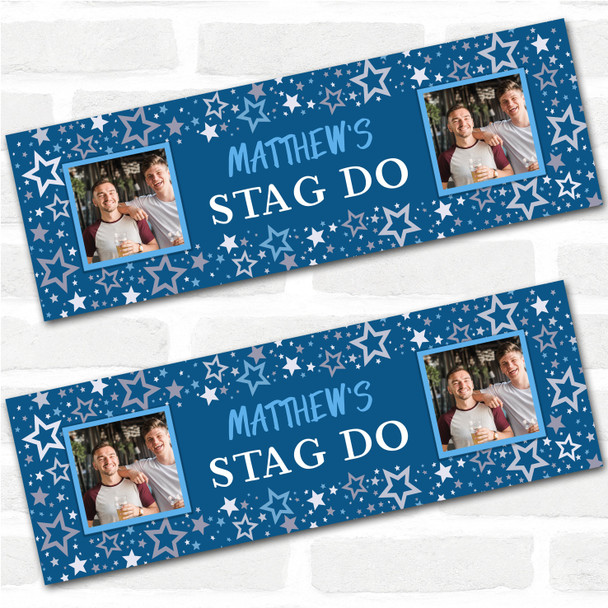 Personalised Party Banner For Stag Do Photo Blue Stars