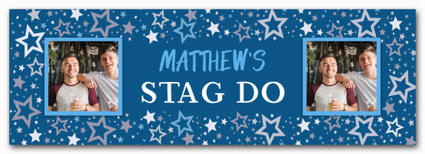 Personalised Party Banner For Stag Do Photo Blue Stars