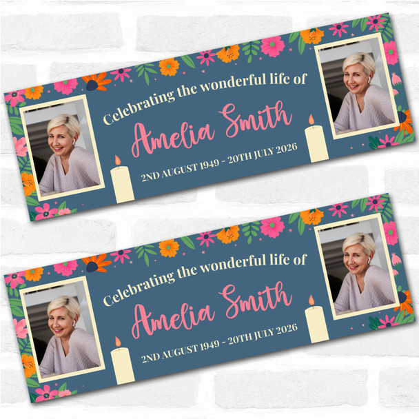 Personalised Party Banner For Funeral Wake Celebration Of Life Photo Female