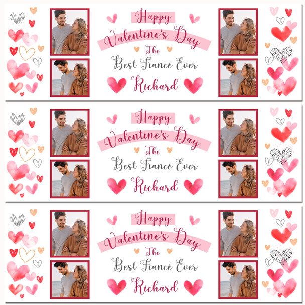 Personalised Party Banner For Valentine's Day Fiancé Photo Love Hearts