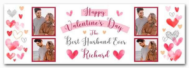Personalised Party Banner For Valentine's Day Husband Photo Love Hearts