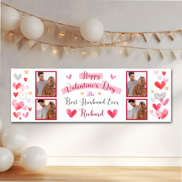 Personalised Party Banner For Valentine's Day Husband Photo Love Hearts